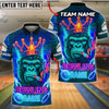BlueJose Bowling And Pins Neon King Gorilla Customized Name, Team Name 3D Shirt (4 Colors)