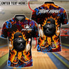 BlueJose Bowling And Pins Graffiti Cool Ball Fire Customized Name, Team Name 3D Shirt (4 Colors)