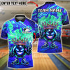 BlueJose Bowling And Pins Neon Crowned Ball Customized Name, Team Name 3D Shirt (4 Colors)