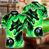 BlueJose Billiards 8-Ball Fire Wolf Flame Art Design Personalized Name, Team Name Unisex Shirt (4 Colors)