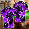 BlueJose Billiards 8-Ball Fire Wolf Flame Art Design Personalized Name, Team Name Unisex Shirt (4 Colors)