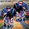 BlueJose Bowling Patriotic Stars Stripes Strike Burst Personalized Name, Team Name 3D Shirt