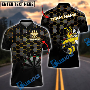 BlueJose Darts Fighting Bee Honeycomb Target Multicolor Options Personalized Name Shirt (4 Colors)
