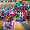 BlueJose Bowling And Pins Graffiti Street Style Customized Name, Team Name 3D Shirt (4 Colors)