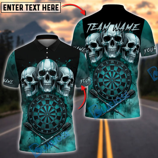 BlueJose Darts Triple Skull Dark Blood Multicolor Options Personalized Name Shirt (4 Colors)
