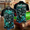 BlueJose Billiards 8-Ball Gothic Skull & Rose Personalized Name Shirt (4 Colors)