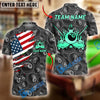BlueJose Billiards Ball 8 Golden Flames American Flag Ripped Personalized Name Shirt (4 Colors)