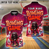 BlueJose Bowling And Pins Cartoon Game Vibe Strike Pose Customized Name, Team Name 3D Shirt (4 Colors)