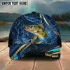 BlueJose Fishing Luxury Gold Stripe Water Splash Design Personalized Name Classic 3D Cap Personalized Cap (13 Breeds)