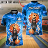 BlueJose Bowling And Pins Gothic Girl Orange Ball Blue Galaxy Background Customized Name, Team Name 3D Shirt (4 Colors)