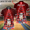 BlueJose Bowling And Pins Muscular Santa Christmas Tree Night Scene Customized Name, Team Name 3D Shirt (4 Colors)