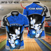 BlueJose Bowling And Pins Metal Pattern Customized Name, Team Name 3D Shirt (4 Colors)