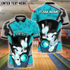 BlueJose Bowling And Pins Metal Pattern Customized Name, Team Name 3D Shirt (4 Colors)