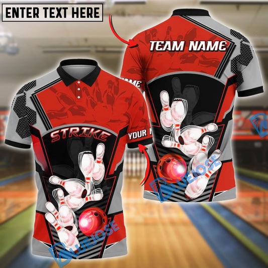BlueJose Bowling And Pins Metal Pattern Customized Name, Team Name 3D Shirt (4 Colors)