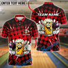 BlueJose Bowling And Pins Beer Mug Lightning Polka Dot Customized Name, Team Name 3D Shirt (6 Colors)