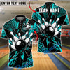 BlueJose Bowling And Pins Impact Black Shatter Customized Name, Team Name 3D Shirt (4 Colors)