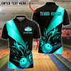 BlueJose Bowling And Pins Gold Luxury Flame Art Customized Name, Team Name 3D Shirt (6 Colors)