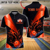 BlueJose Bowling And Pins Gold Luxury Flame Art Customized Name, Team Name 3D Shirt (6 Colors)