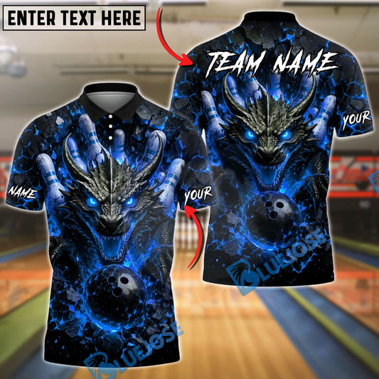 BlueJose Bowling And Pins Dragon Lava Inferno Customized Name, Team Name 3D Shirt (4 Colors)