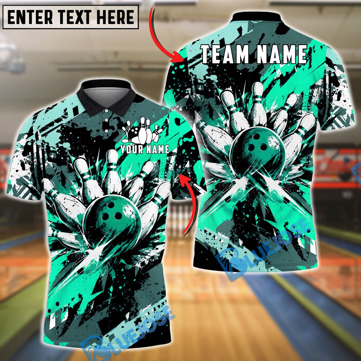 BlueJose Bowling And Pins Strike Explosion Urban Graffiti Customized Name, Team Name 3D Shirt (6 Colors)