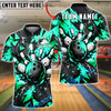 BlueJose Bowling And Pins Burst Geometric Customized Name, Team Name 3D Shirt (6 Colors)