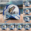 BlueJose Fishing White Scale Pattern Personalized Name Classic 3D Cap Personalized Cap (13 Breeds)