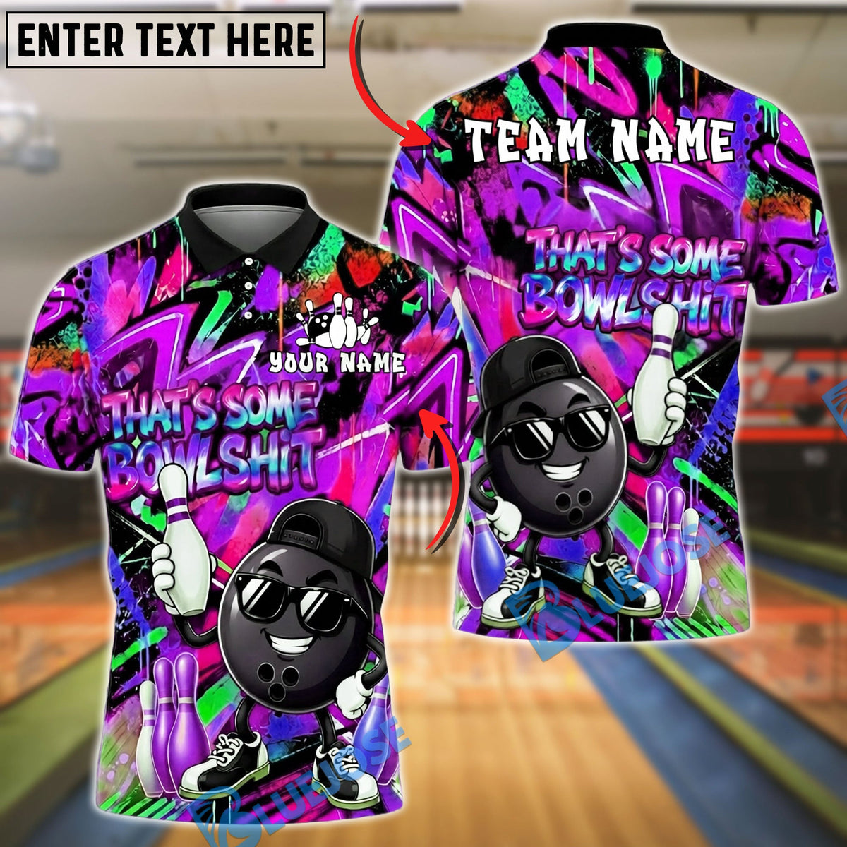 BlueJose Bowling And Pins Ball Graffiti Streetwear Funny Bowlshit Quote  Customized Name, Team Name 3D Shirt (4 Colors)