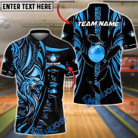 BlueJose Bowling And Pins Eagle Tribal Gold Black Customized Name, Team Name 3D Shirt (6 Colors)