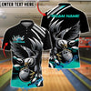 BlueJose Bowling And Pins Black Eagle Customized Name, Team Name 3D Shirt (4 Colors)