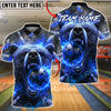 BlueJose Bowling & Pins Fierce Bear Fire Artwork Customized Name, Team Name 3D Shirt (4 Colors)