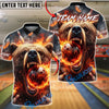 BlueJose Bowling & Pins Fierce Bear Fire Artwork Customized Name, Team Name 3D Shirt (4 Colors)