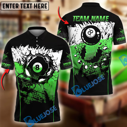 BlueJose Billiards Ball 8 Cracked Personalized Name, Team Name Unisex Shirt (4 Colors)