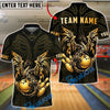 BlueJose Bowling & Pins Golden Dragon Flowing Ornamental Art Customized Name, Team Name 3D Shirt (6 Colors)