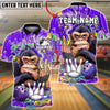 BlueJose Bowling & Pins Cool Chimp Monkey Smoking Cigar Graffiti Art Customized Name, Team Name 3D Shirt (4 Colors)