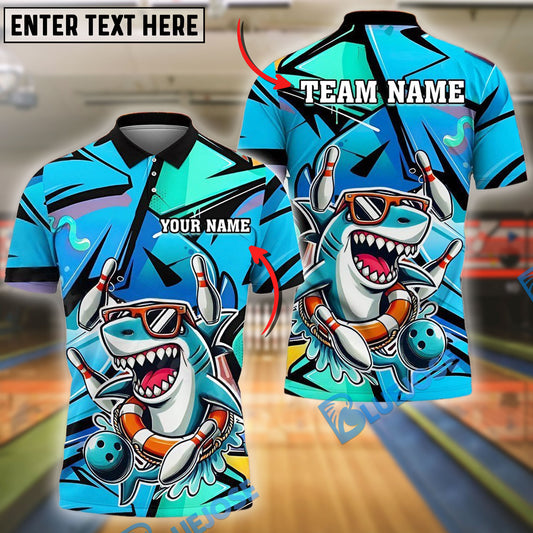 BlueJose Bowling And Pins Shark Graffiti Splash Customized Name 3D Shirt (4 Colors)