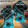 BlueJose Bowling & Pins Flame Strike Shirt Fiery Ball & Pins Design Customized Name, Team Name 3D Shirt (4 Colors)