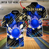 BlueJose Bowling & Pins Golden Diagonal Stripes Fire Customized Name, Team Name 3D Shirt (4 Colors)