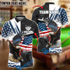 BlueJose Billiards 8-Ball Eagle American Flag Firework Pattern Personalized Name Shirt (4 Colors)