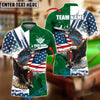 BlueJose Billiards 8-Ball Eagle American Flag Firework Pattern Personalized Name Shirt (4 Colors)