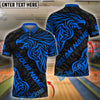 BlueJose Bowling And Pins Golden Tribal Eagle Design Customized Name, Team Name 3D Shirt (4 Colors)