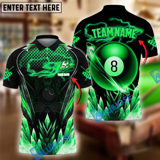 BlueJose Billiards 8 Ball Premium Icy Pattern Personalized Name, Team Name Unisex Shirt (4 Colors)