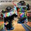 BlueJose Bowling And Pins Rainbow Splash Paint Strike Artistic Design Customized Name, Team Name 3D Shirt (4 Colors)