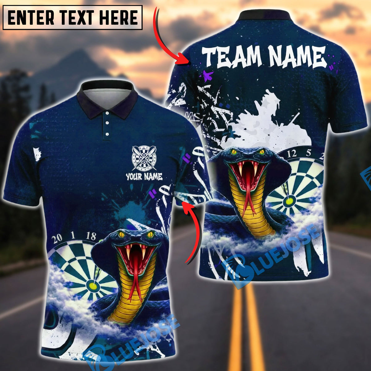 BlueJose Darts Cobra Dartboard Storm Cloud Fantasy Personalized Name, Team Name Unisex Shirt (4 Colors)