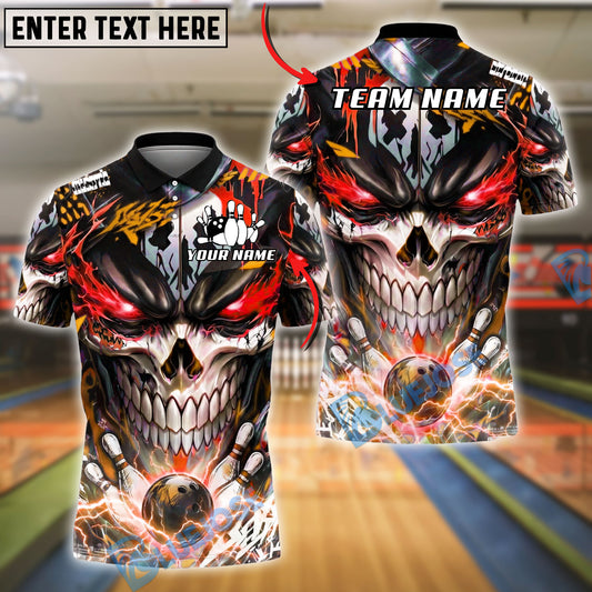 BlueJose Bowling And Pins Neon Skull Electric Energy Bowling Ball Dark Graphic Customized Name, Team Name 3D Shirt (4 Colors)
