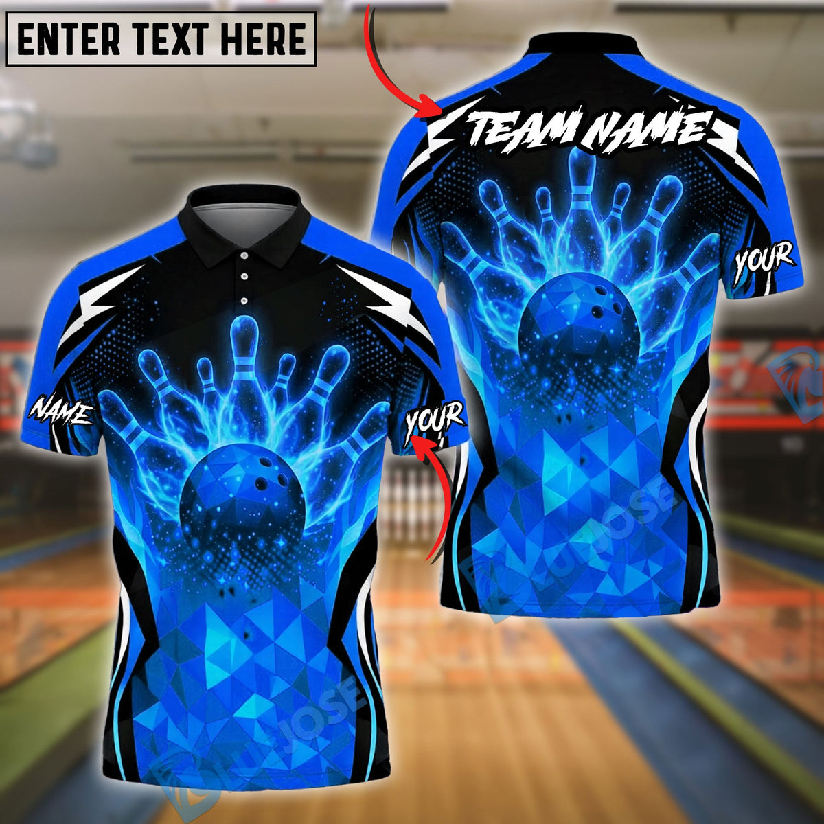 BlueJose Bowling And Pins Fire Strike Ball Explosion Pins Power Graphic Customized Name, Team Name 3D Shirt (4 Colors)