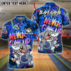 BlueJose Bowling And Pins Graffiti Shark Neon Street Style Art Customized Name, Team Name 3D Shirt (4 Colors)