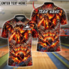 BlueJose Bowling And Pins Lava Dragon Fire Breath Explosion Strike Graphic Customized Name, Team Name 3D Shirt (4 Colors)