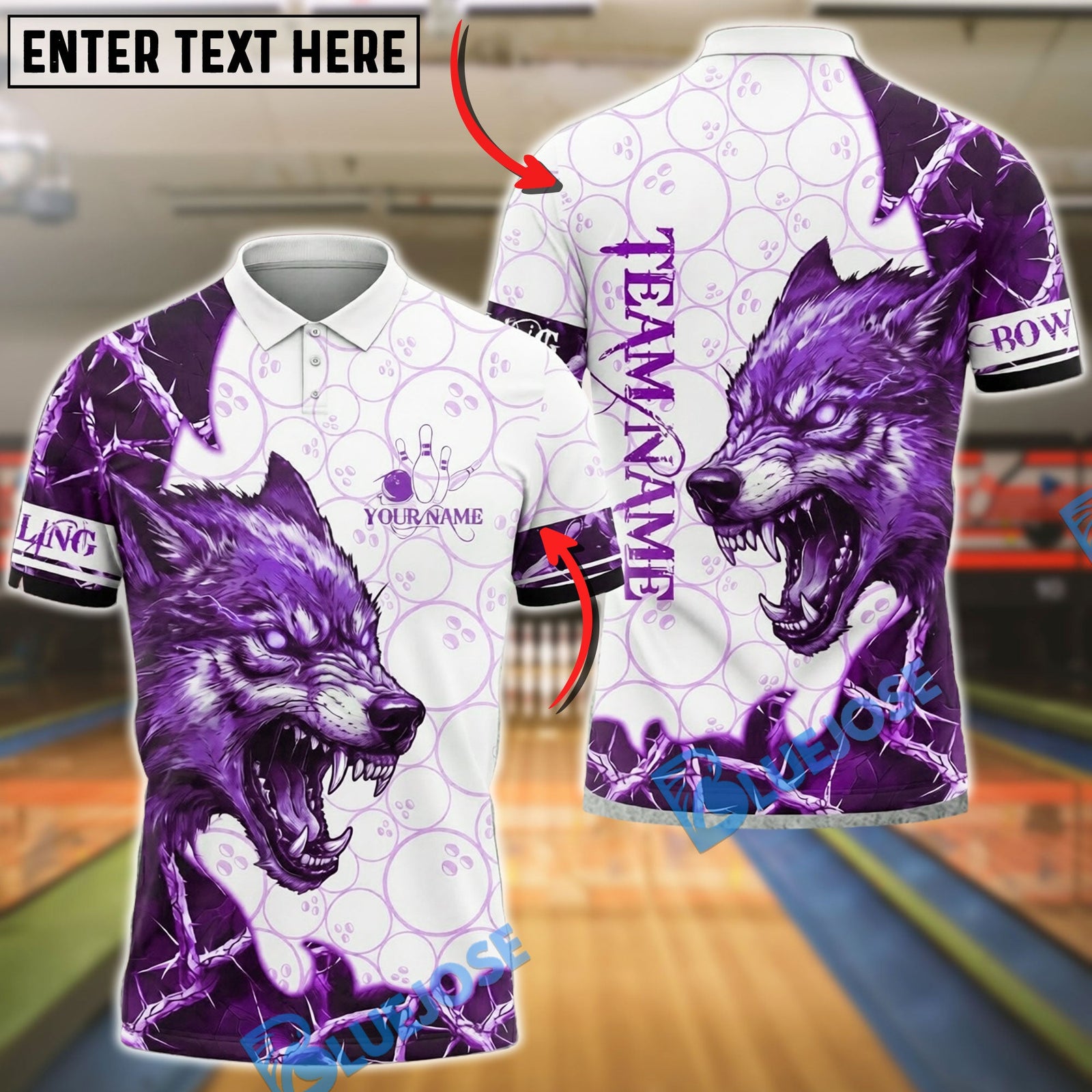 BlueJose Bowling And Pins Wolf Fierce Ice Animal Graphic Customized Name, Team Name 3D Shirt (4 Colors)