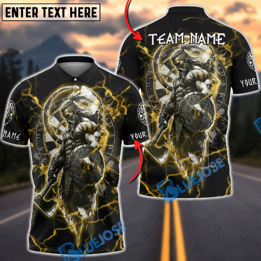 BlueJose Darts Viking Warrior Thunder Lightning Norse Warrior Design Multicolor Options Personalized Name Shirt (6 Colors)