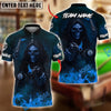 BlueJose Billiards Ball 8 Grim Reaper Flaming Skull & Gun Personalized Name Shirt (4 Colors)